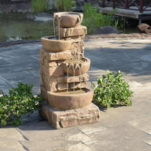 Load image into Gallery viewer, 5.51-Gallon Cascading Bowls Garden Fountain with LED Lights - Relaxing Ambiance