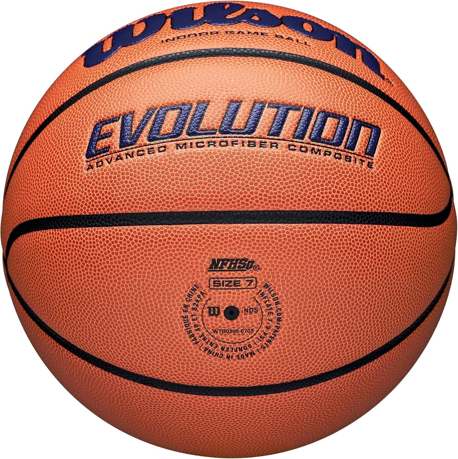 NFHS Approved Evolution Basketball - Size 5, 6, 7 with Pebbled Grip Surface