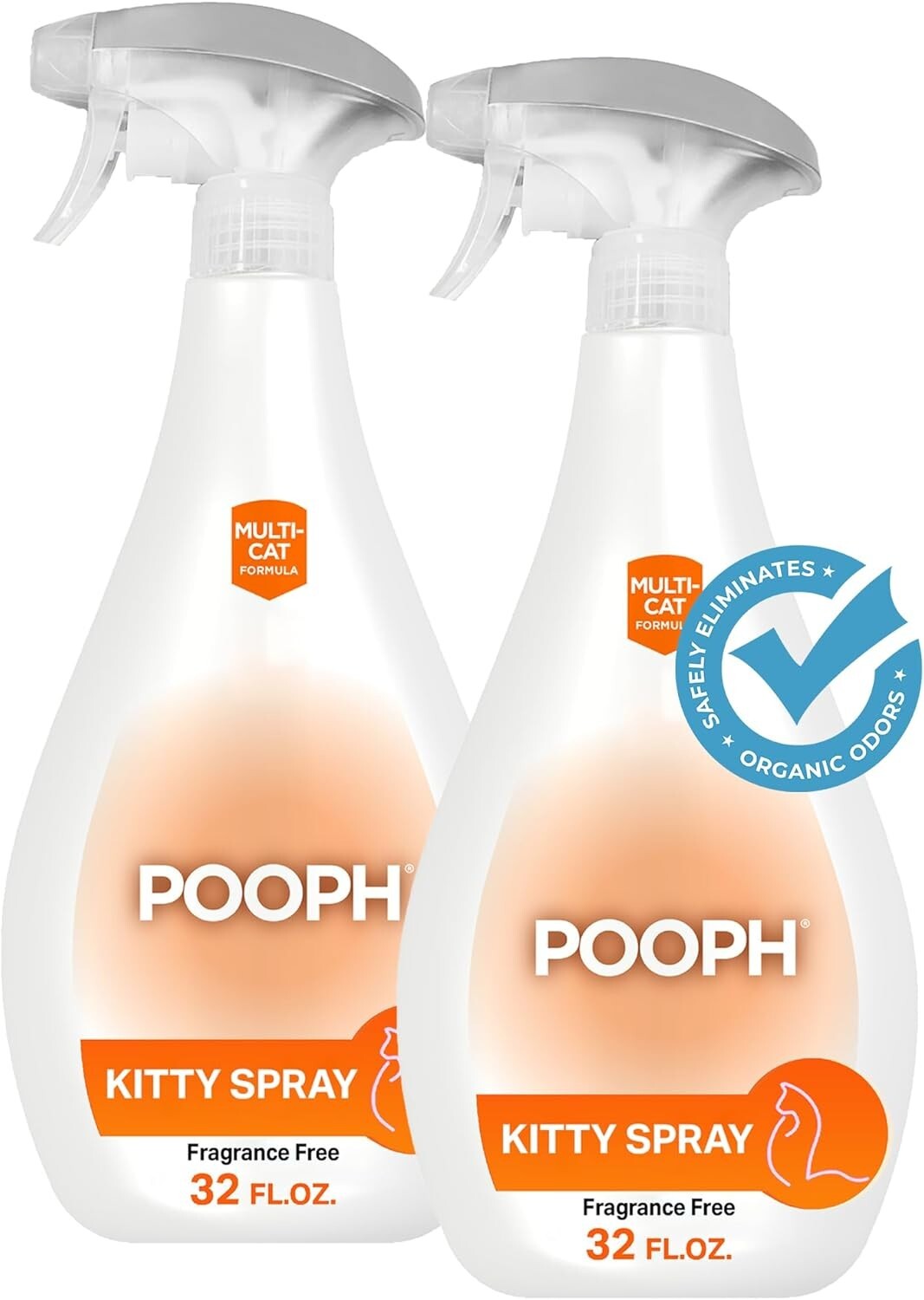 Powerful 32oz Kitty Odor Remover Spray - Non-Toxic Pet Litter Solution, 2 Pack