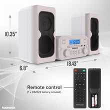 Load image into Gallery viewer, Sleek White Bluetooth CD Shelf System with FM Radio – 100 Years of Sound Quality