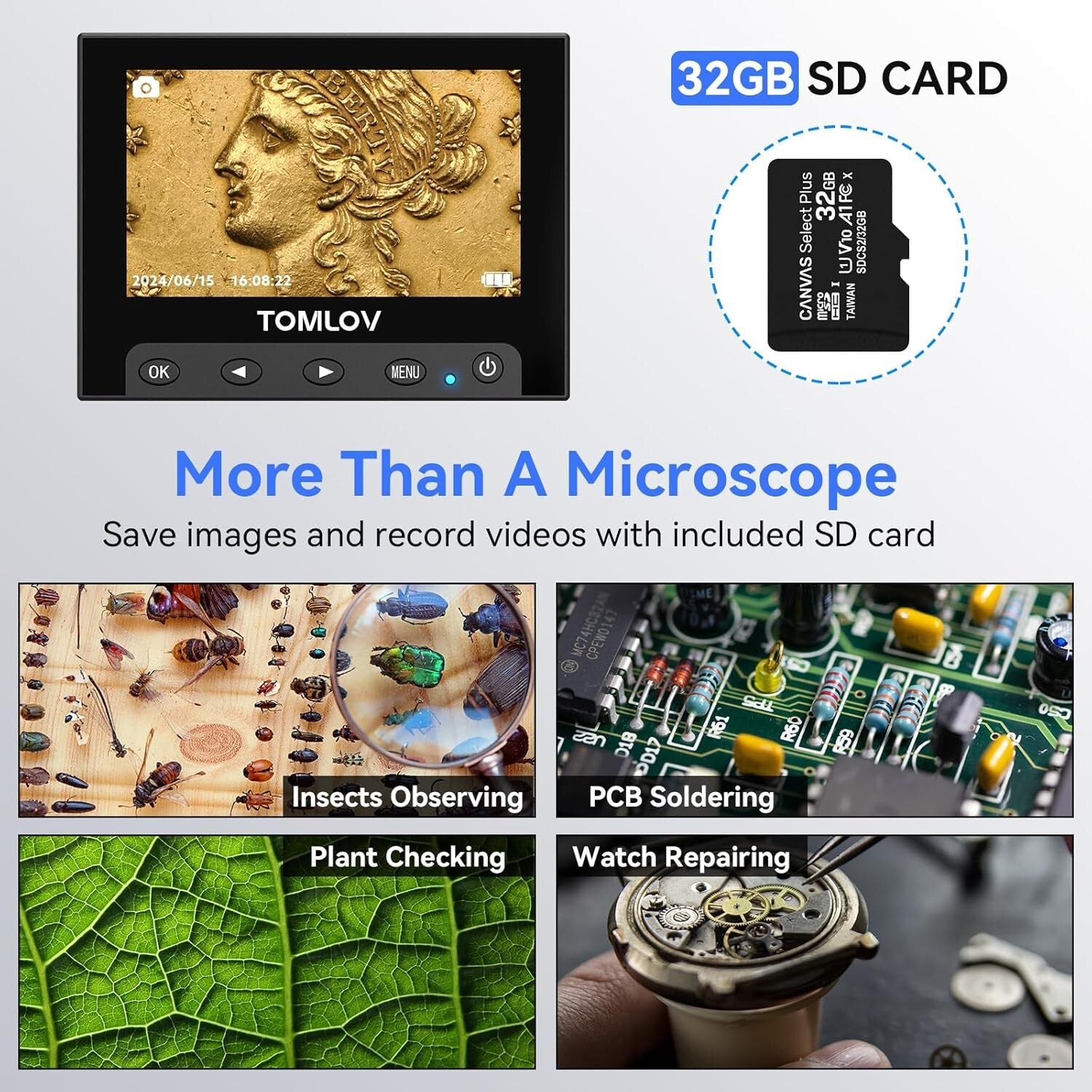 4.3" LCD USB Microscope with 1000X Magnification – Ideal for Science Exploration
