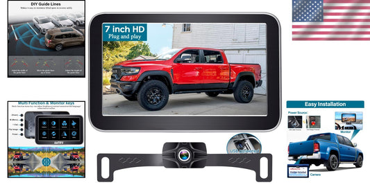 IP69 Waterproof Truck Backup Camera with 7-Inch Clear Monitor for Safe Parking