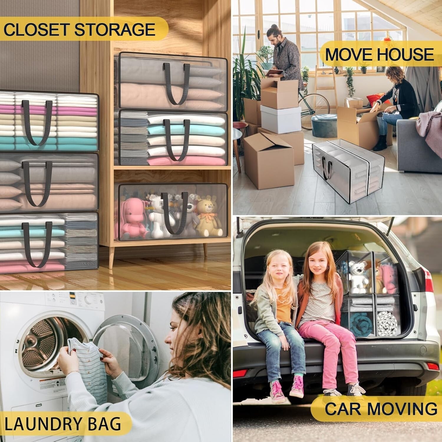 Reinforced Clear Zipper Storage Bags - 2 Pack Extra Large for Home & College Use