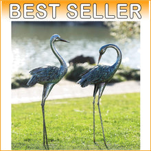 Load image into Gallery viewer, Charming Garden Crane Statue Set - Elegant Blue Heron Yard Art for Outdoor Decor