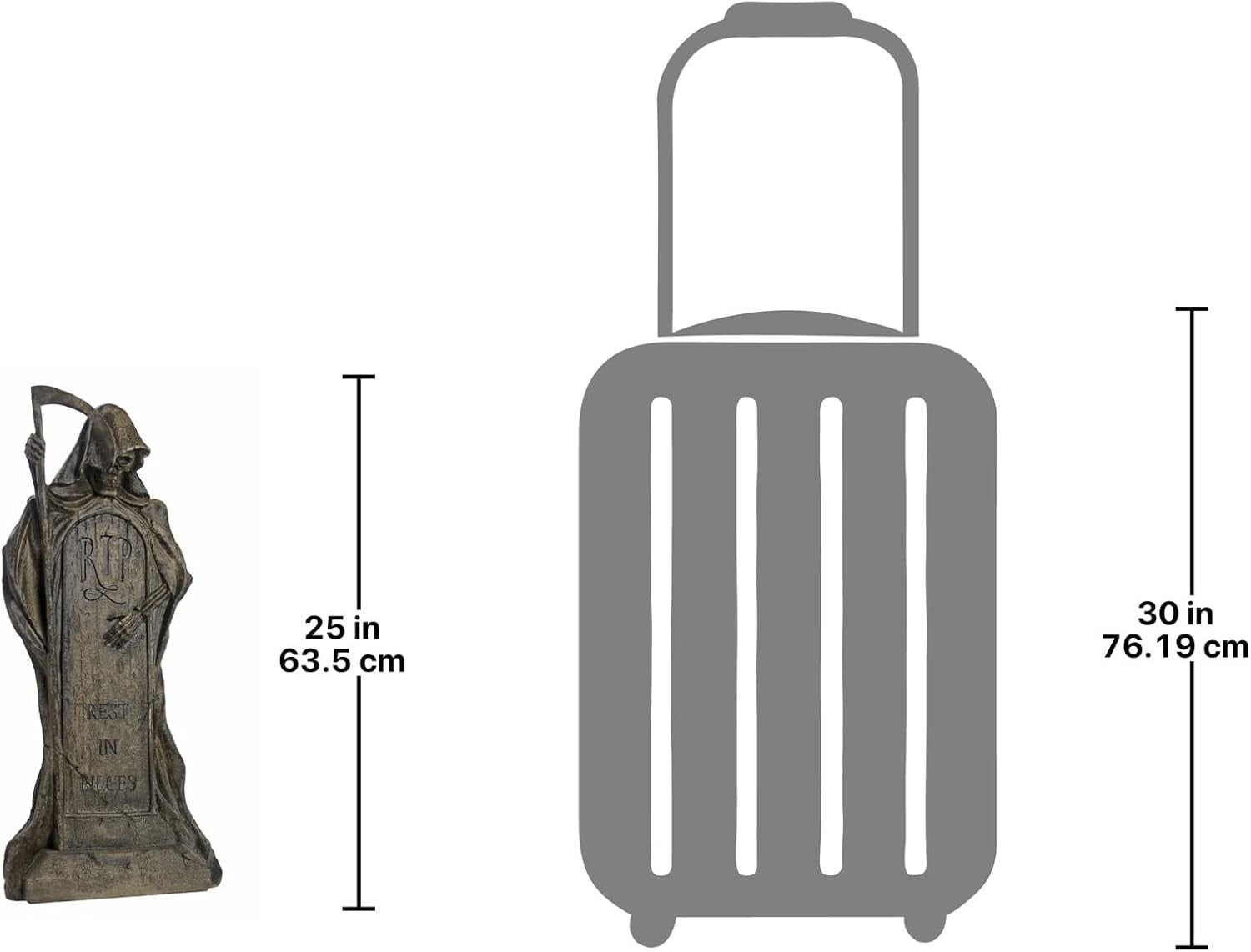 12" Tall Grim Reaper Statue - Lightweight Outdoor Tombstone for Spooky Displays