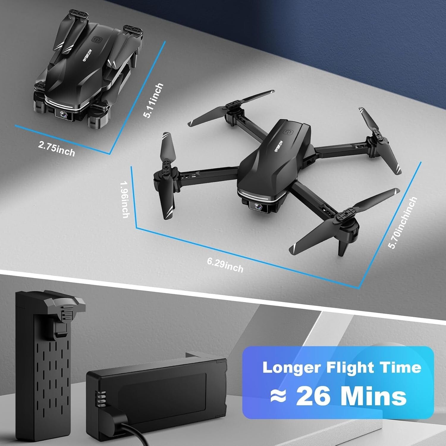 All-in-One Foldable Drone with 1080P Camera, Carry Case & Extended Battery Life
