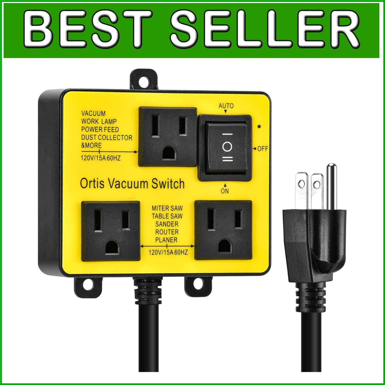 Dual Outlet Automatic Vacuum Switch with Delay - Cleaner Workspaces, Safer Tools