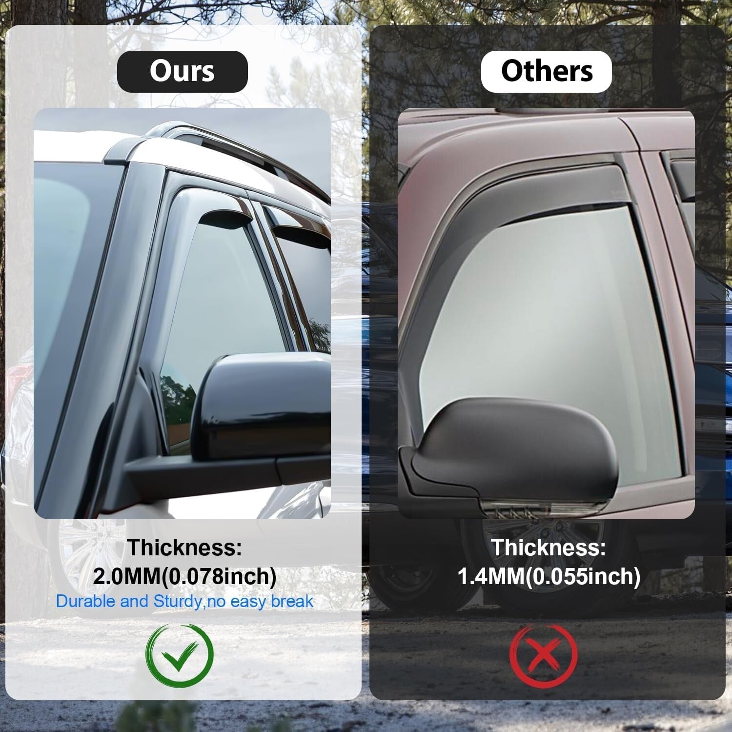 4PCS Jeep Compass Rain Guards (2017-2024) - Shatterproof Acrylic Window Visors