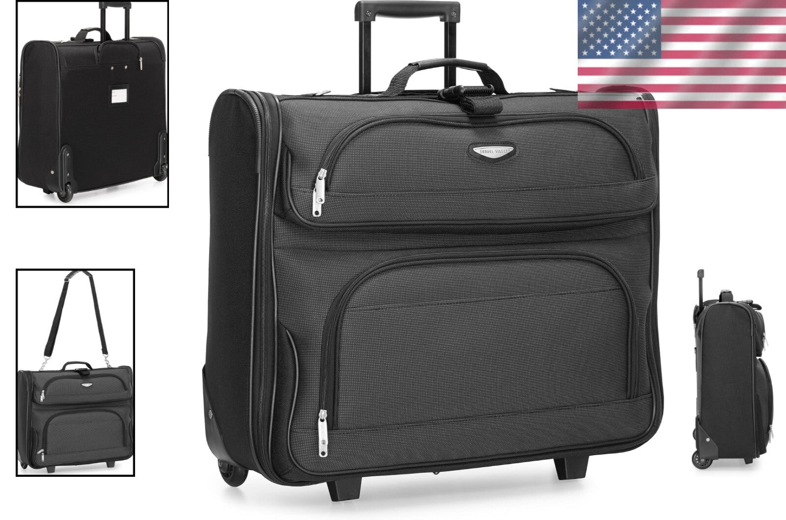 Amsterdam Gray Business Rolling Garment Bag - Expandable & Lightweight Design
