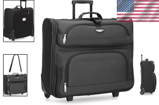 Amsterdam Gray Business Rolling Garment Bag - Expandable & Lightweight Design