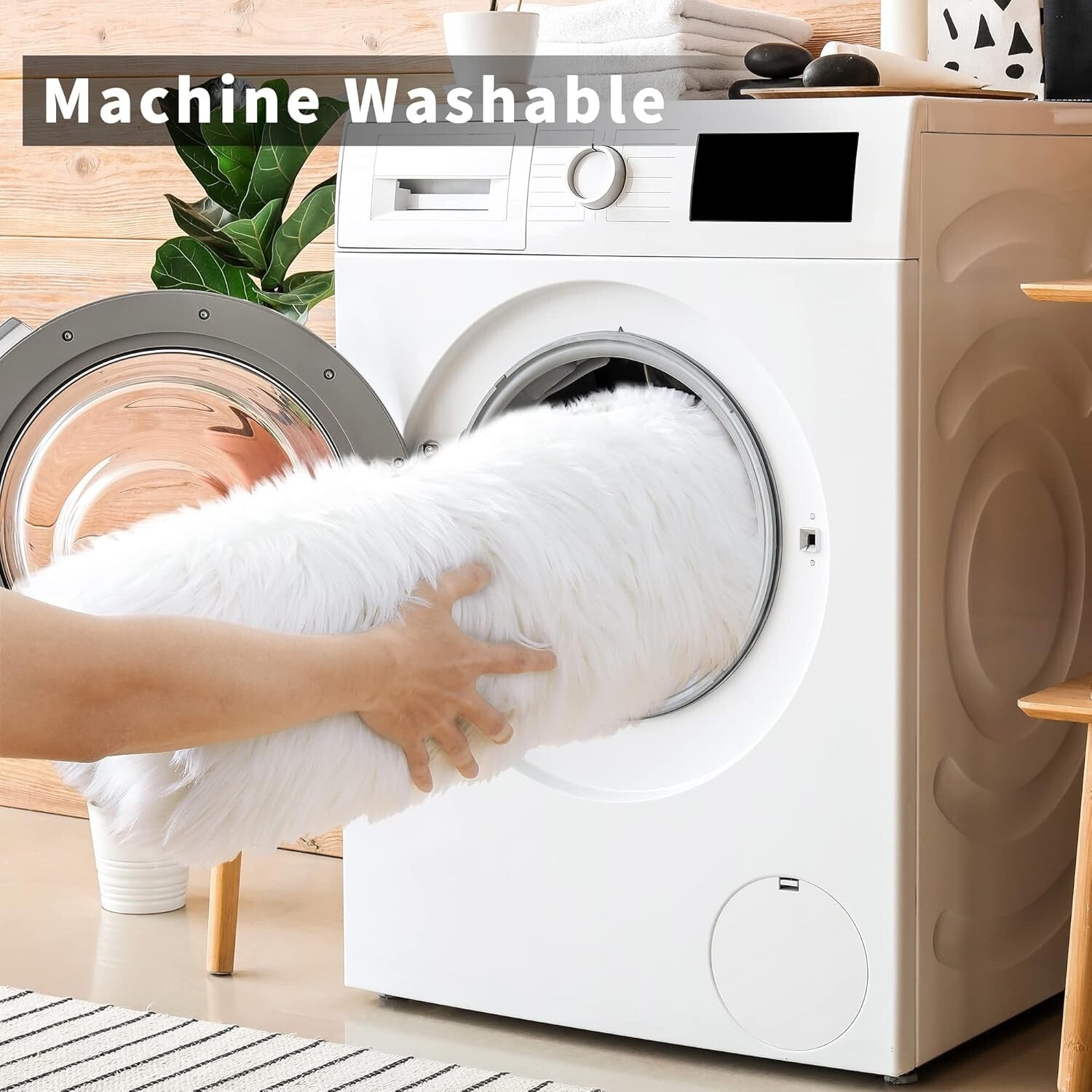 2x6 Ft White Faux Fur Runner Rug – Soft Fluffy Carpet for Living Room Elegance