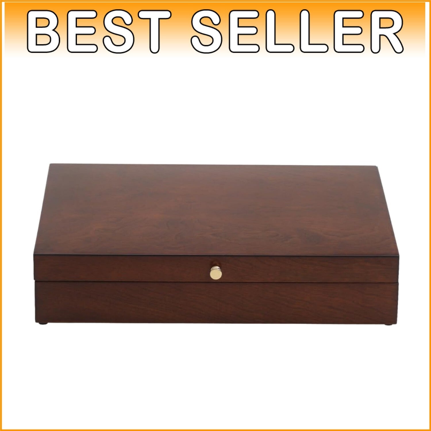 Slimline Mahogany Flatware Chest with Hinge - Ideal for Tarnish-Free Storage