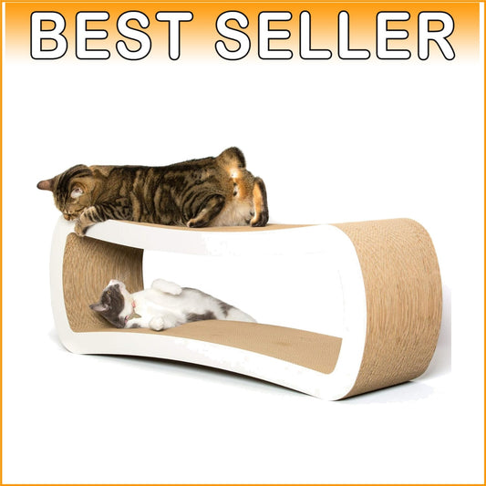 Jumbo Cat Scratcher Lounge - Stylish 39" White Cardboard Perch for Playtime