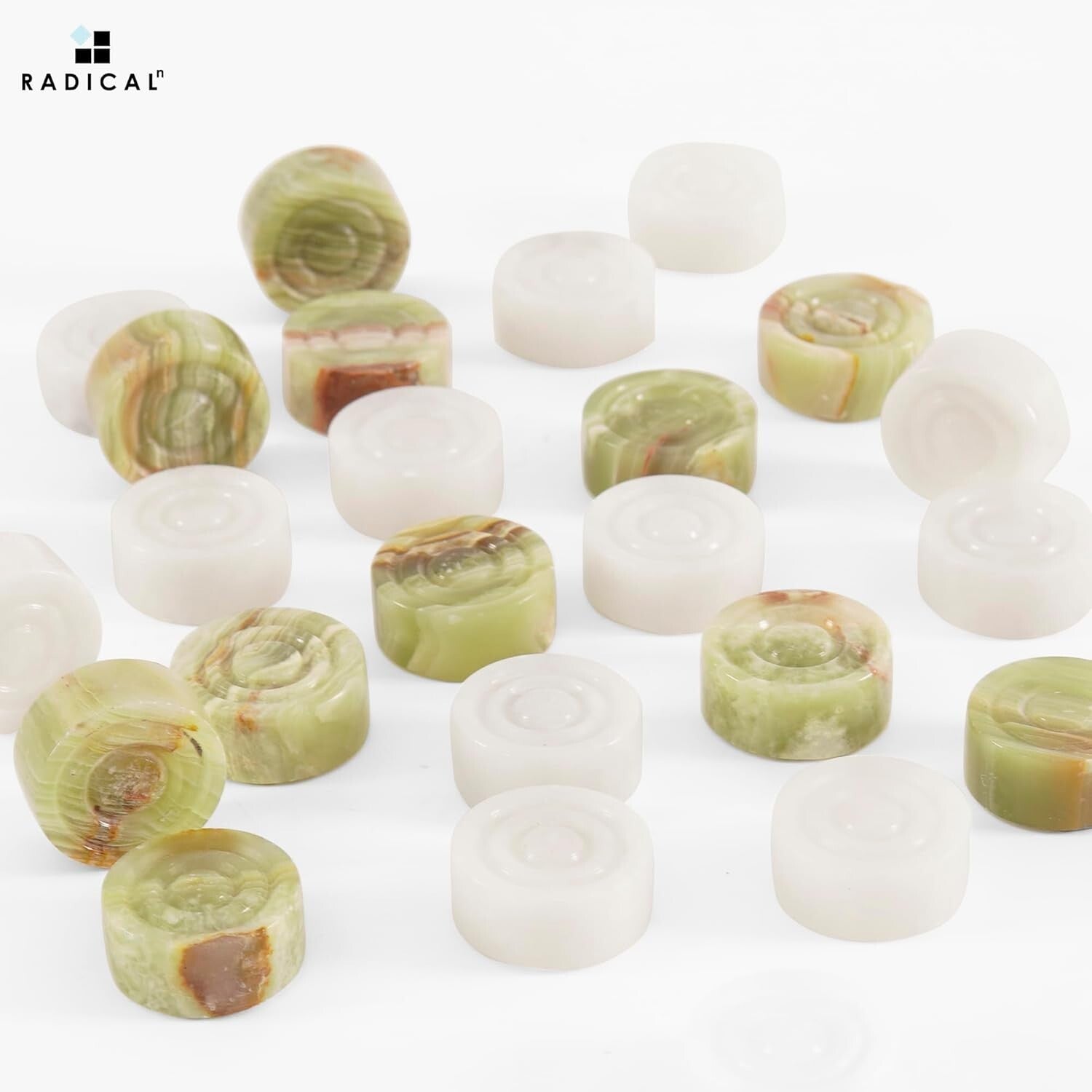 Elegant Onyx Marble Checkers Pieces - 1.25'' Handmade Luxury Game Accessories