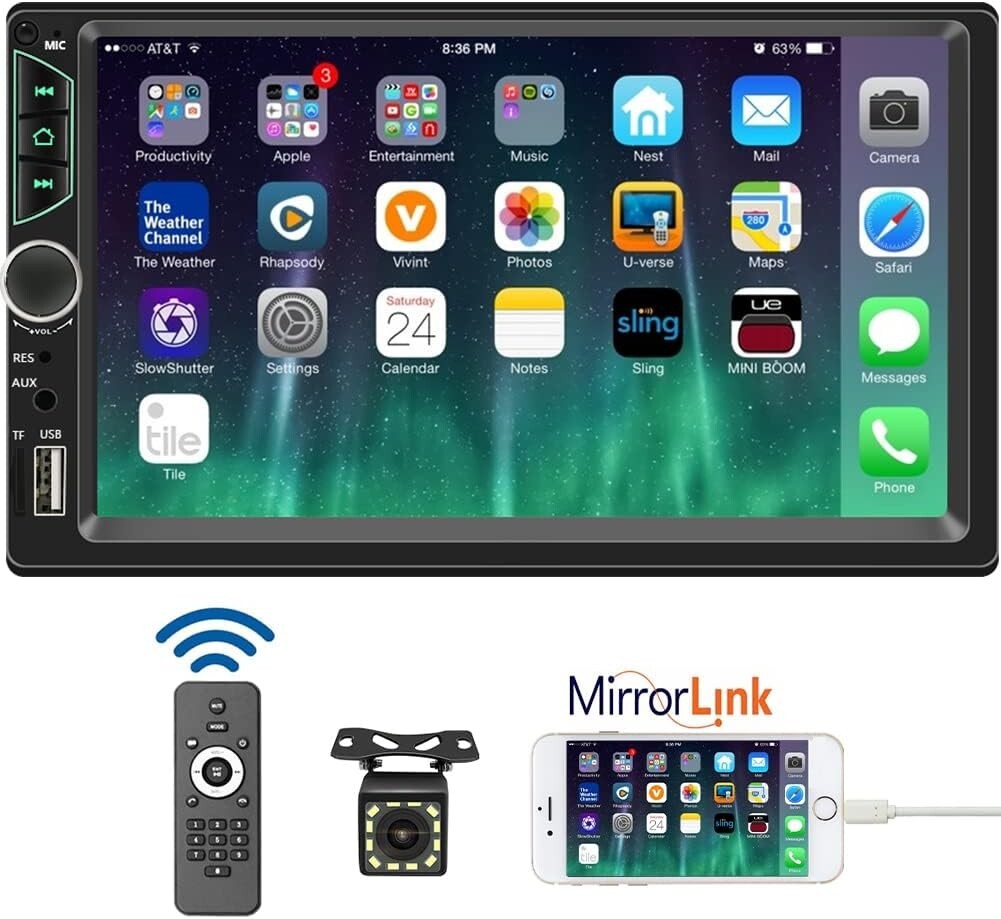 Premium 7-Inch Car Stereo with Bluetooth Hands-Free, Backup Camera Functionality
