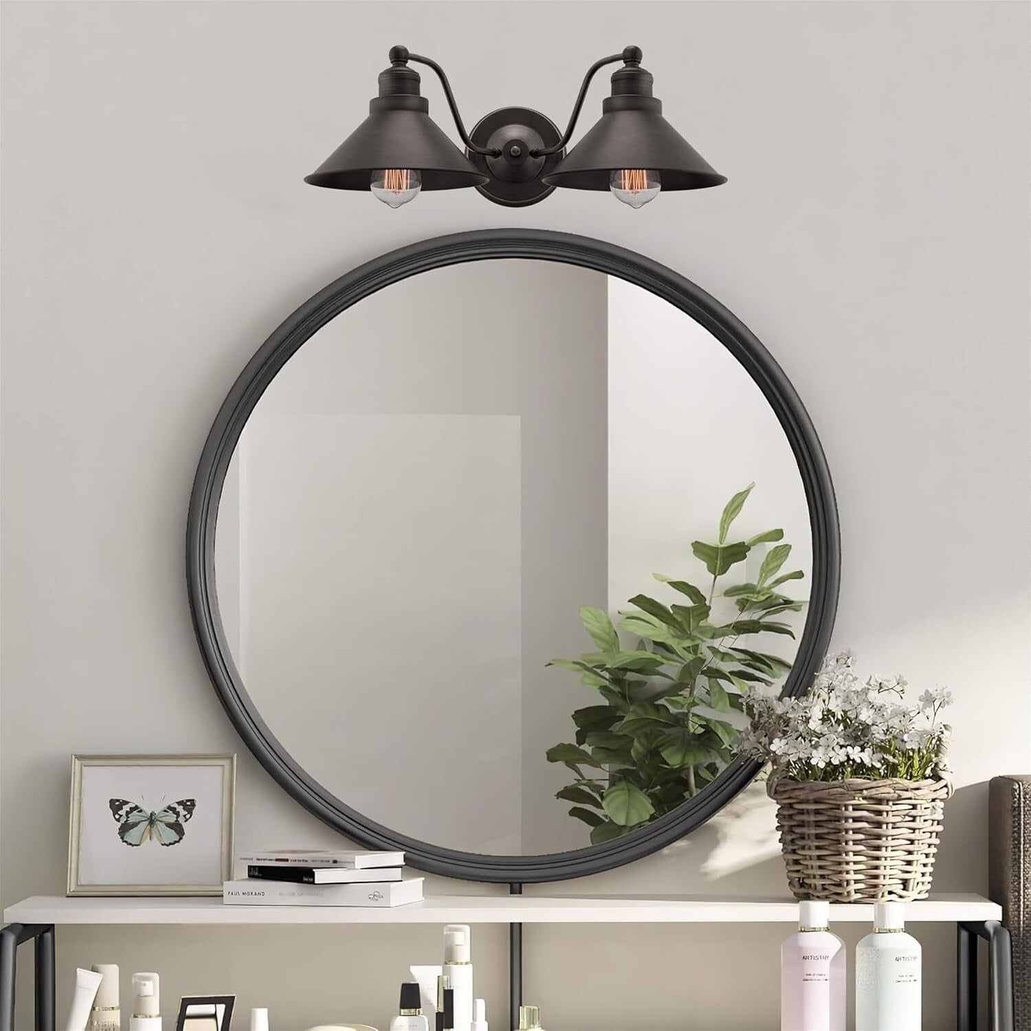 Chic 19-Inch Industrial 2-Light Vanity Light - Rustic Ceiling Lamp Home Decor