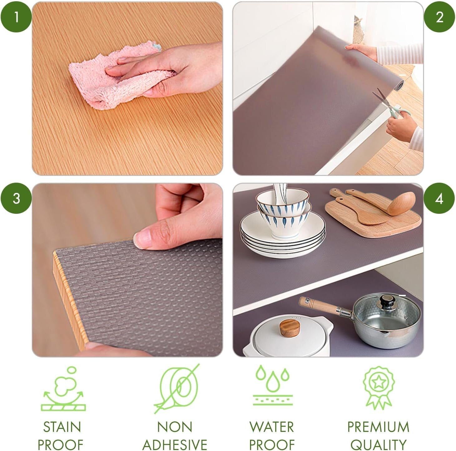 Quality Non-Slip 17.7" x 33' Shelf Liner - Easy Clean Grey Cabinet Protector