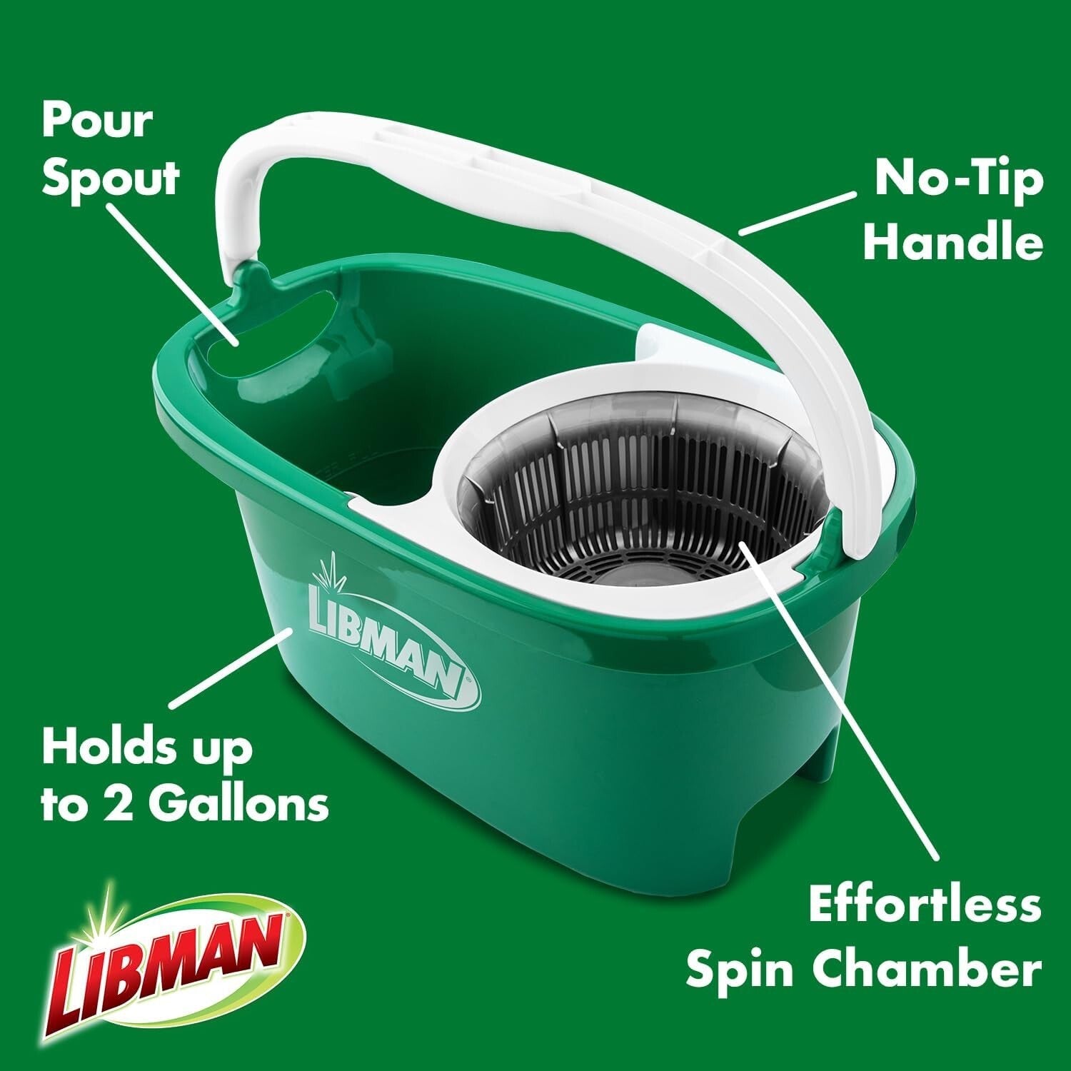 Ultimate Tornado Spin Mop with 4 Mop Heads - Compact Cleaning Solution in Green