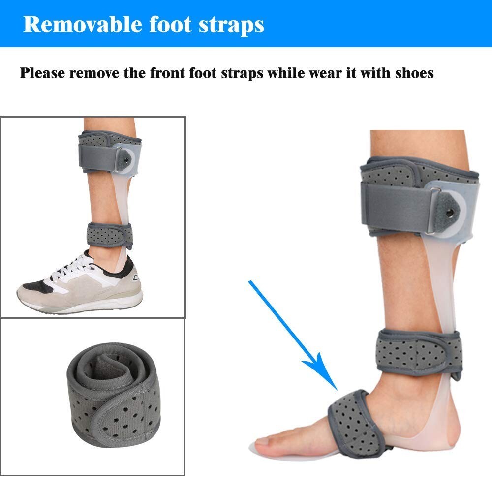 Durable AFO Ankle Foot Orthosis - Adjustable X-Large Drop Foot Support Brace