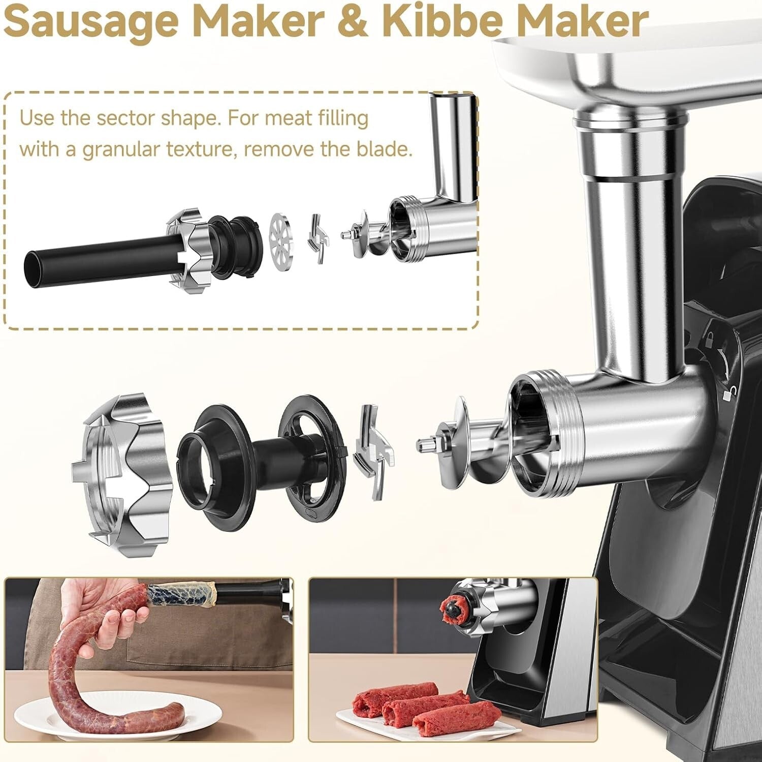 Durable 3000W Electric Meat Grinder with Organized Storage & Safety Features
