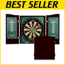 Load image into Gallery viewer, High-Density Sisal Bristle Dartboard &amp; Cabinet - Self-Healing &amp; Rotating Ring