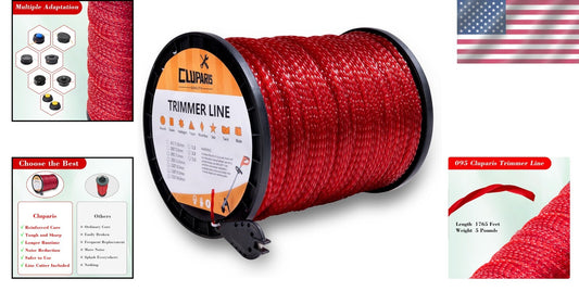 .095-Inch Twist Trimmer Line - 5LB Red Nylon for Gasoline-Powered Trimmers