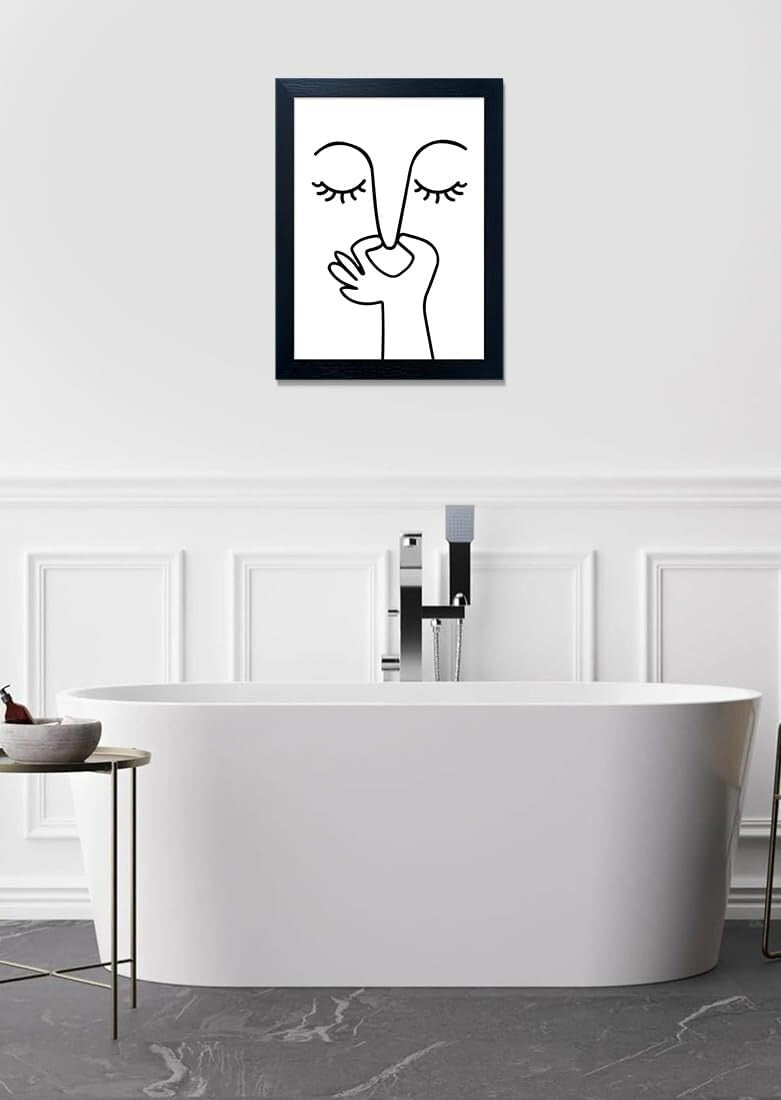 Funny Guest Toilet Wall Sign - Modern Black and White Art for Bathrooms