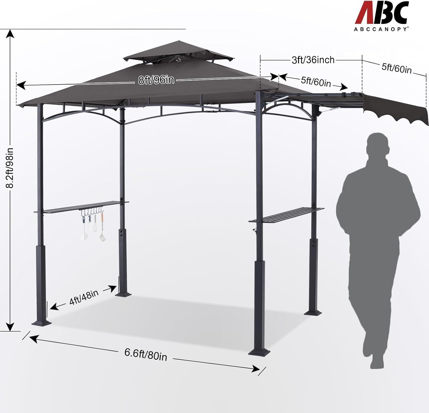 11x5 Outdoor BBQ Shelter with LED Lights & Bonus Hooks for Grilling Fun