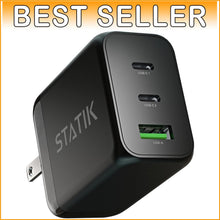 Load image into Gallery viewer, Compact 65W GaN Charger with 3 Ports - Fast Charging for Devices Everywhere