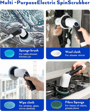 Load image into Gallery viewer, 3 Speed Power Scrubber with Long Handle &amp; Replaceable Brush Heads for Bathroom