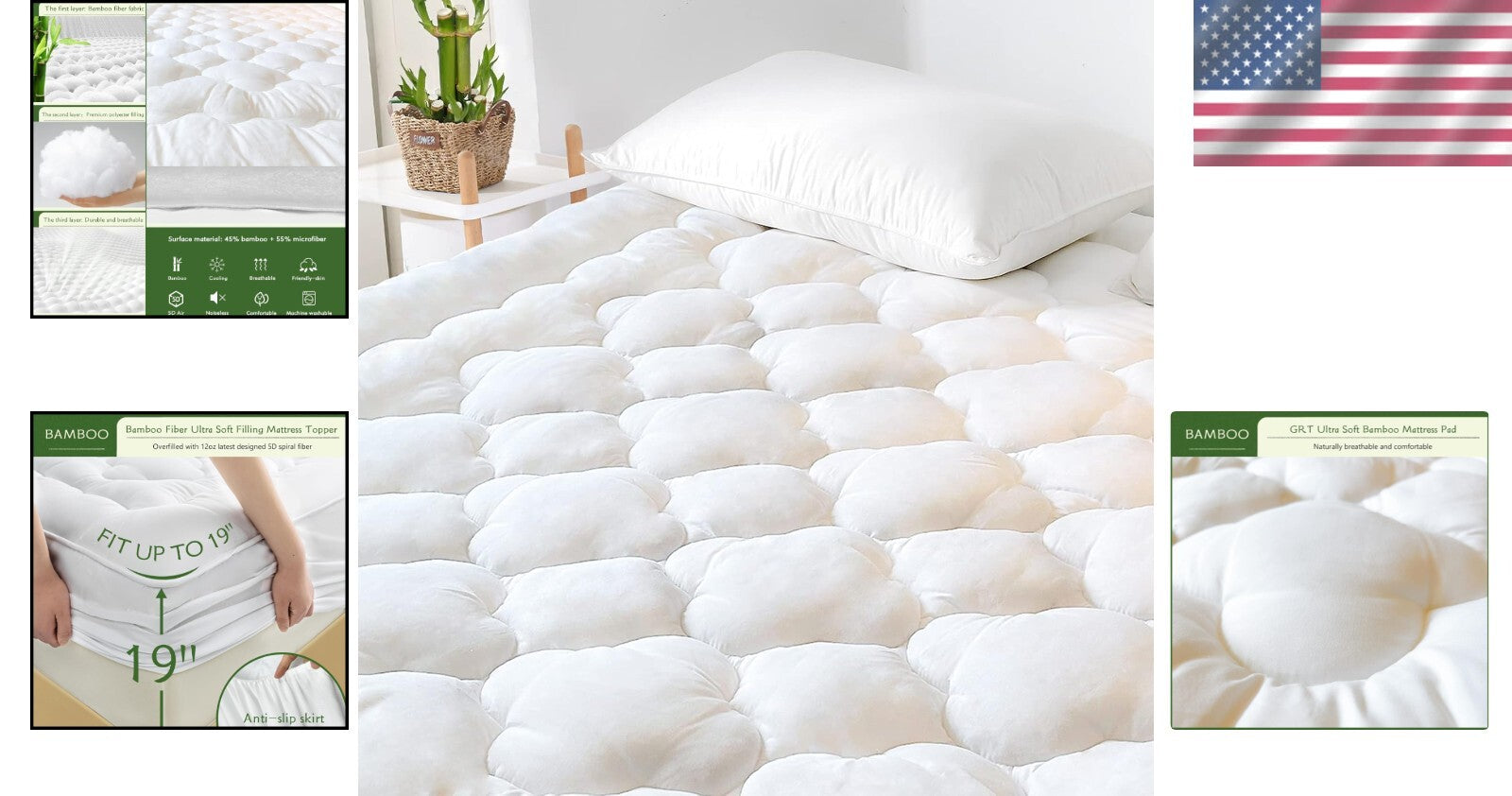 Extra Thick Quilted Twin Mattress Pad - Cooling & Breathable with 360 Protection