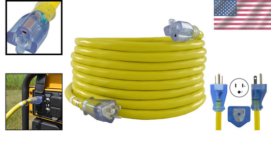 Durable 10 Gauge 50 Ft Outdoor Extension Cord with 15 Amp Power for Heavy Loads