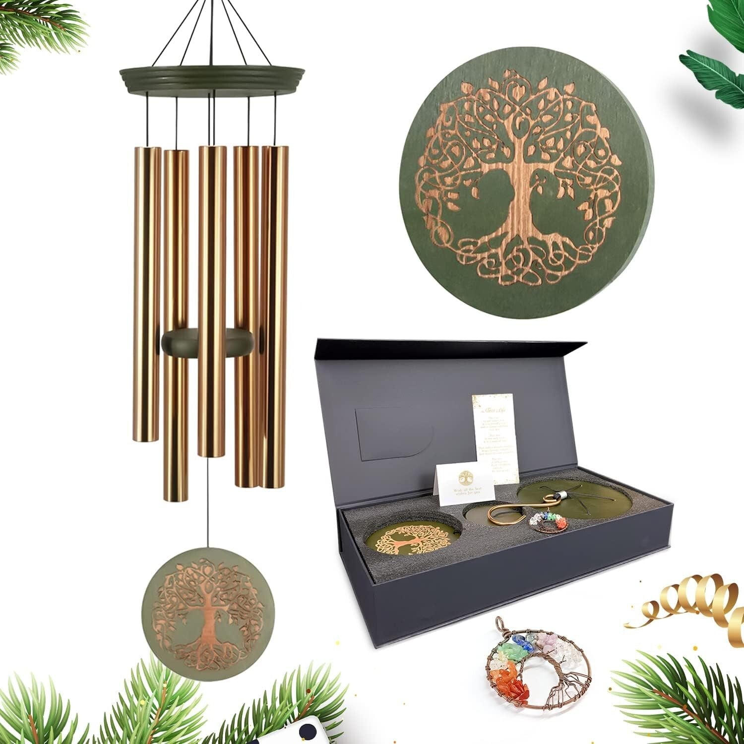 Gold Finish Memorial Wind Chimes - Beautiful Garden Decor Gift for Loved Ones