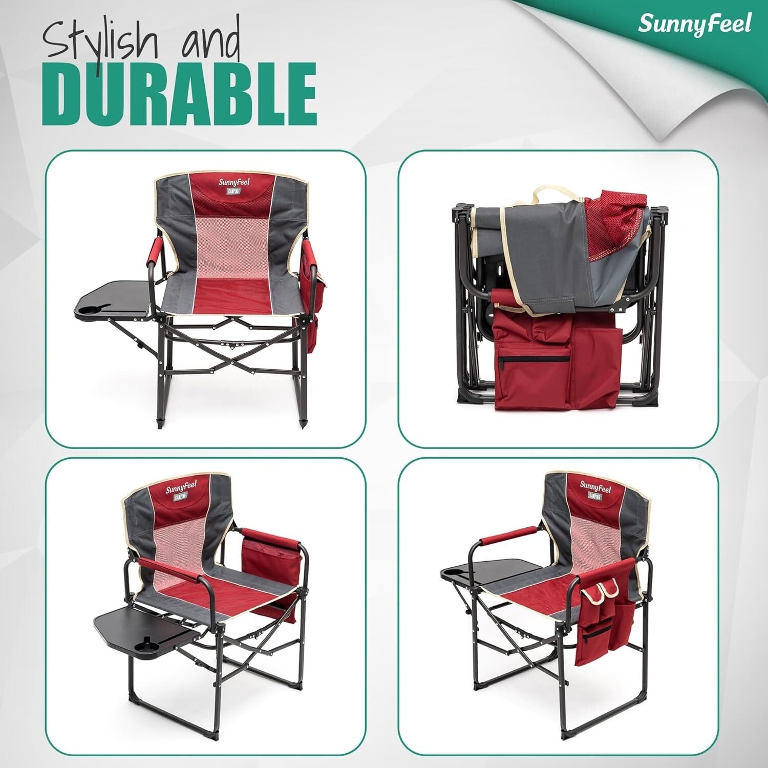 Portable Red Directors Chair with Side Pocket – Perfect for Camping & Concerts