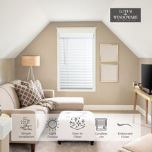 Load image into Gallery viewer, Versatile Cordless Window Blinds - 2-Inch Faux Wood in Bright White, 34.5" x 60"