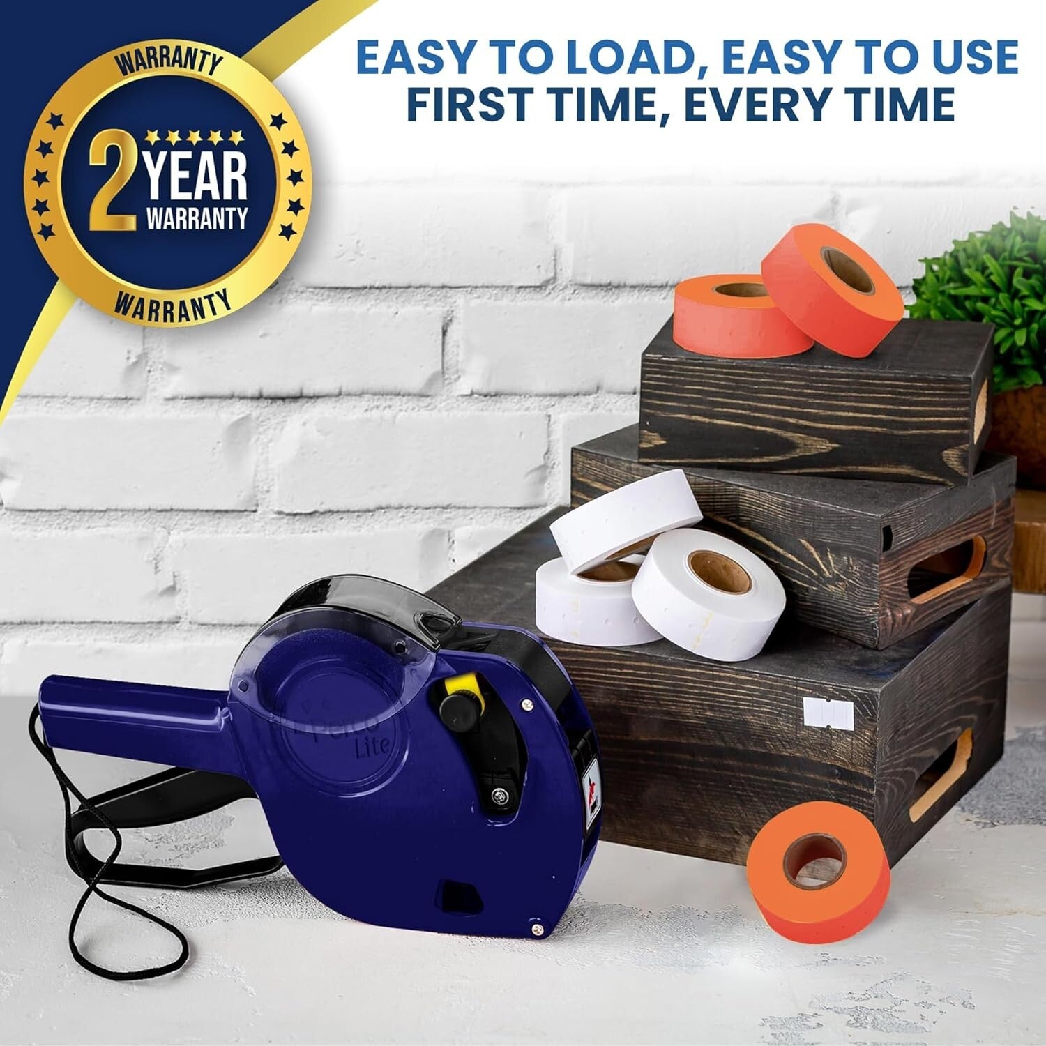 Lite Price Gun Kit: Includes Fluorescent Red Rolls & Easy-Load Labels (6000 pcs)