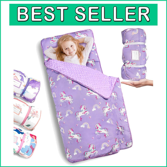 All-in-One Unicorn Sleeping Bag for Kids – Large Nap Mat with Pillow and Blanket