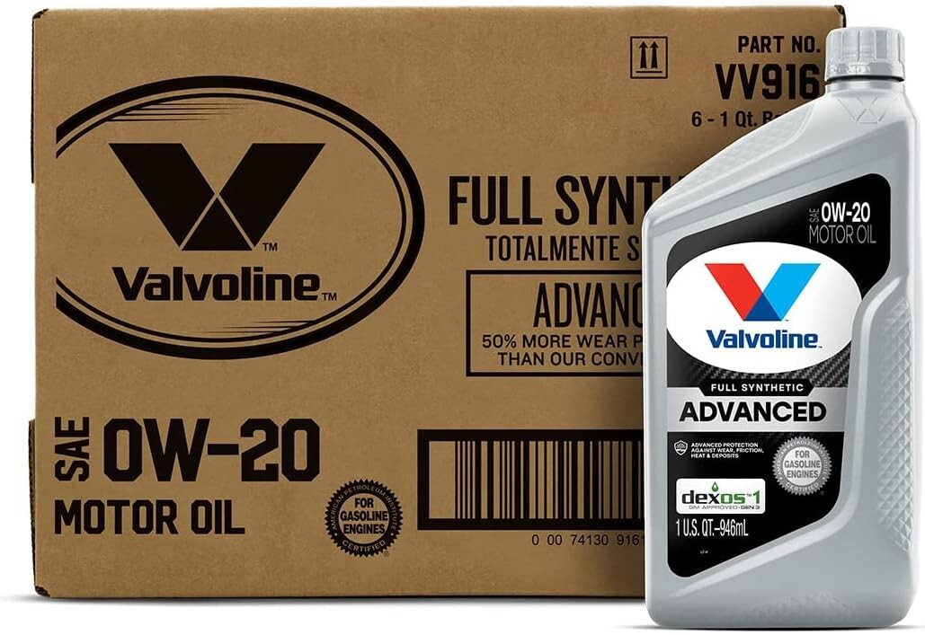 SAE 0W-20 Full Synthetic Motor Oil - Case of 6 Quarts for Superior Engine Care