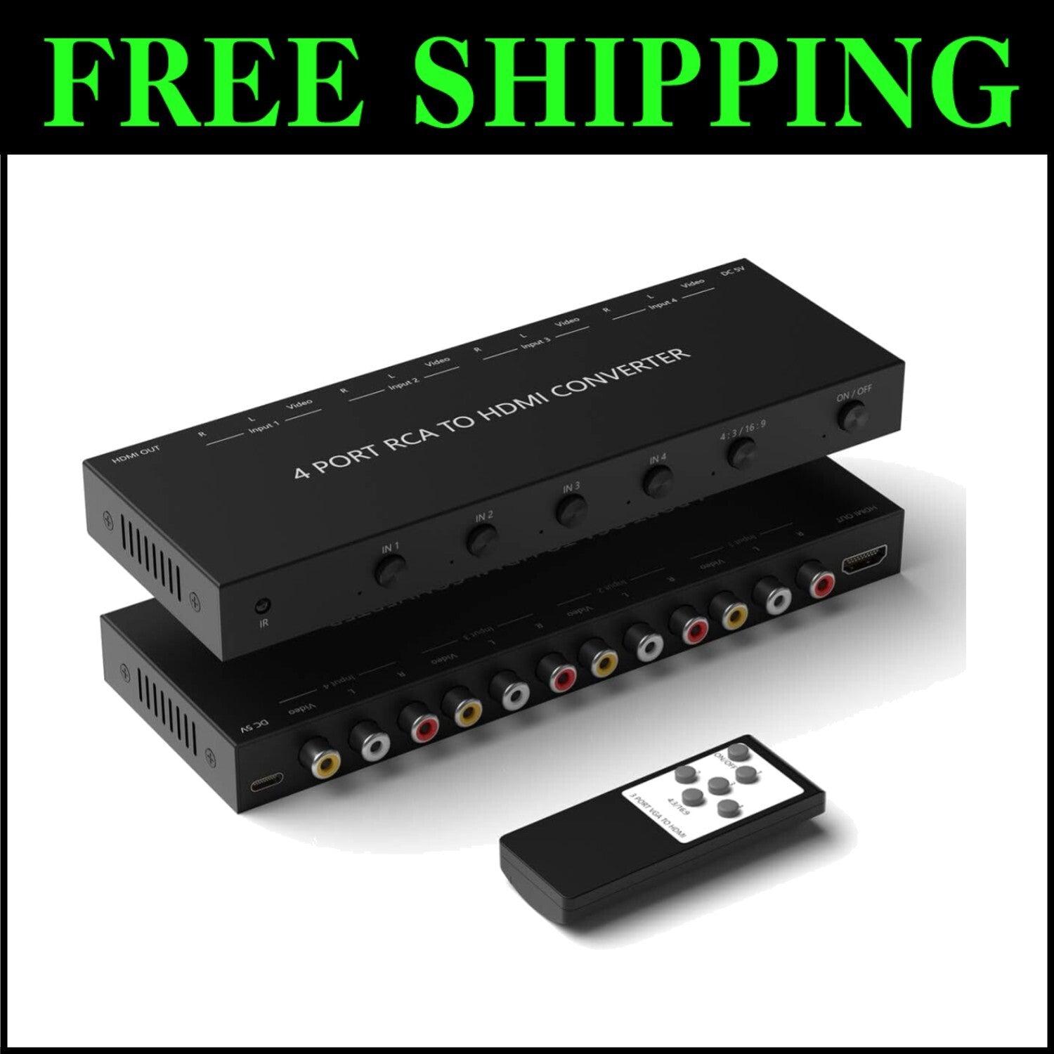 Multi-AV 6-Port RCA to HDMI Converter - Ideal for Gaming and Home Theater