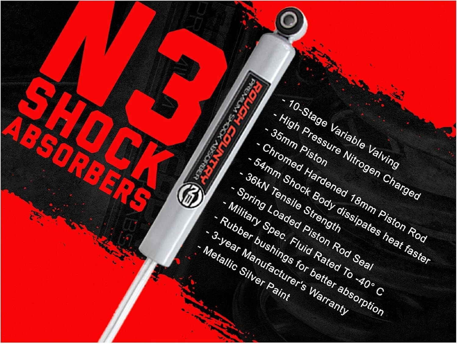 Pair of High-Performance Shocks for 4WD Jeep Wrangler & Trucks - -40°C Rated