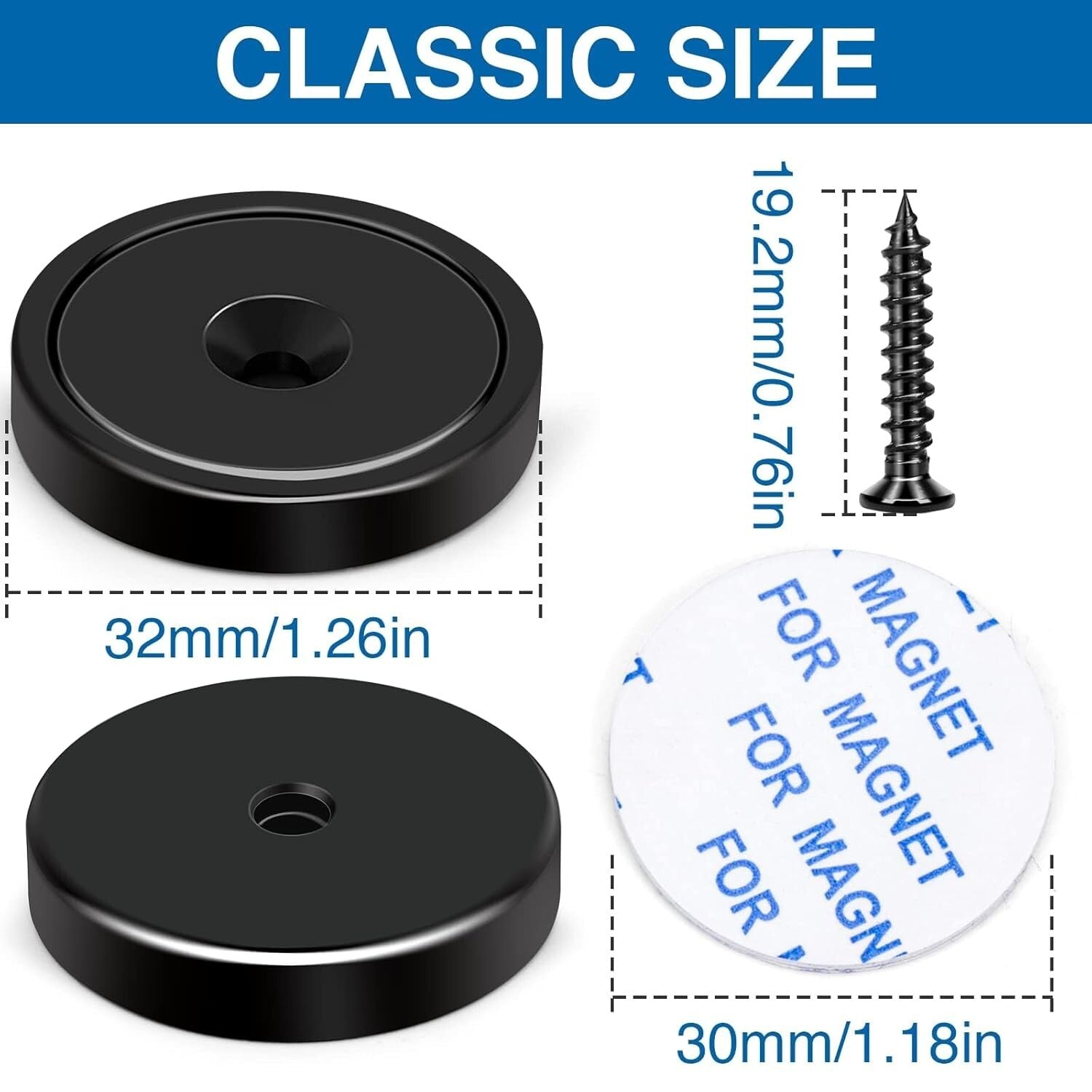 Strong 100 Pack Neodymium Magnets: 110 lbs Black with Screws for Versatile Use
