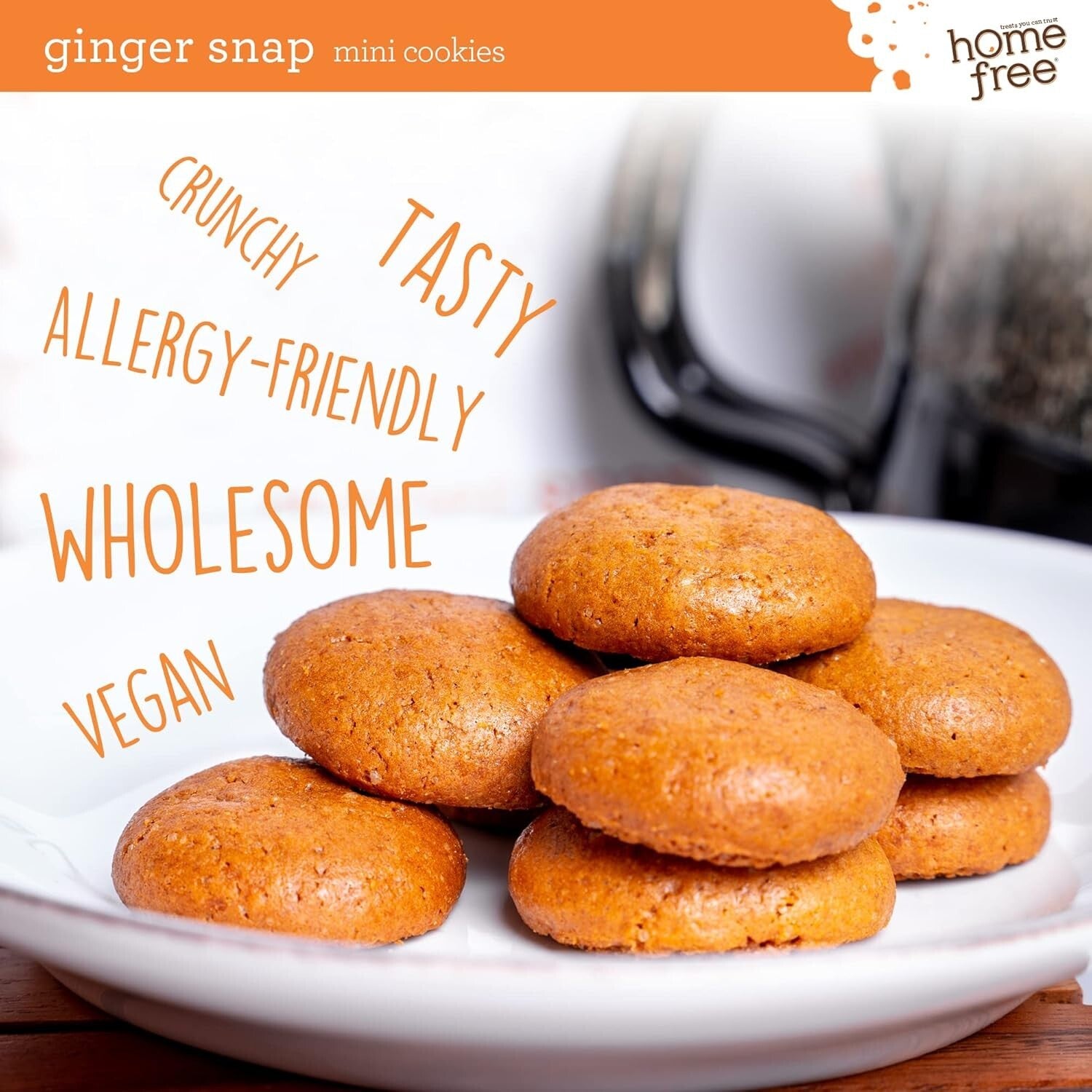 Delicious Vegan Ginger Snap Mini Cookies - Nut-Free, School Safe & 5 oz Packs