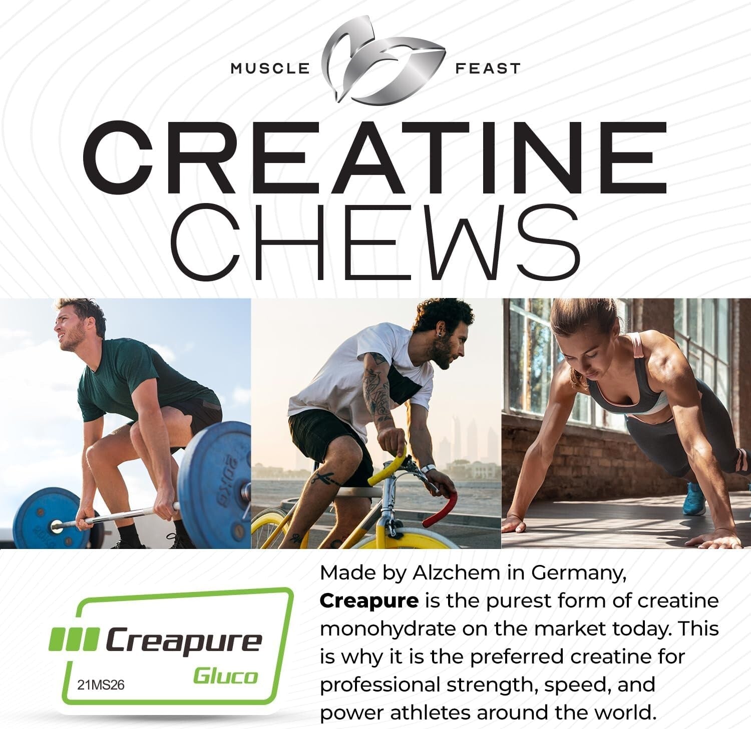 Chewable Vegan Creatine Tablets - 360 Lemon Lime Flavor for Workout Recovery