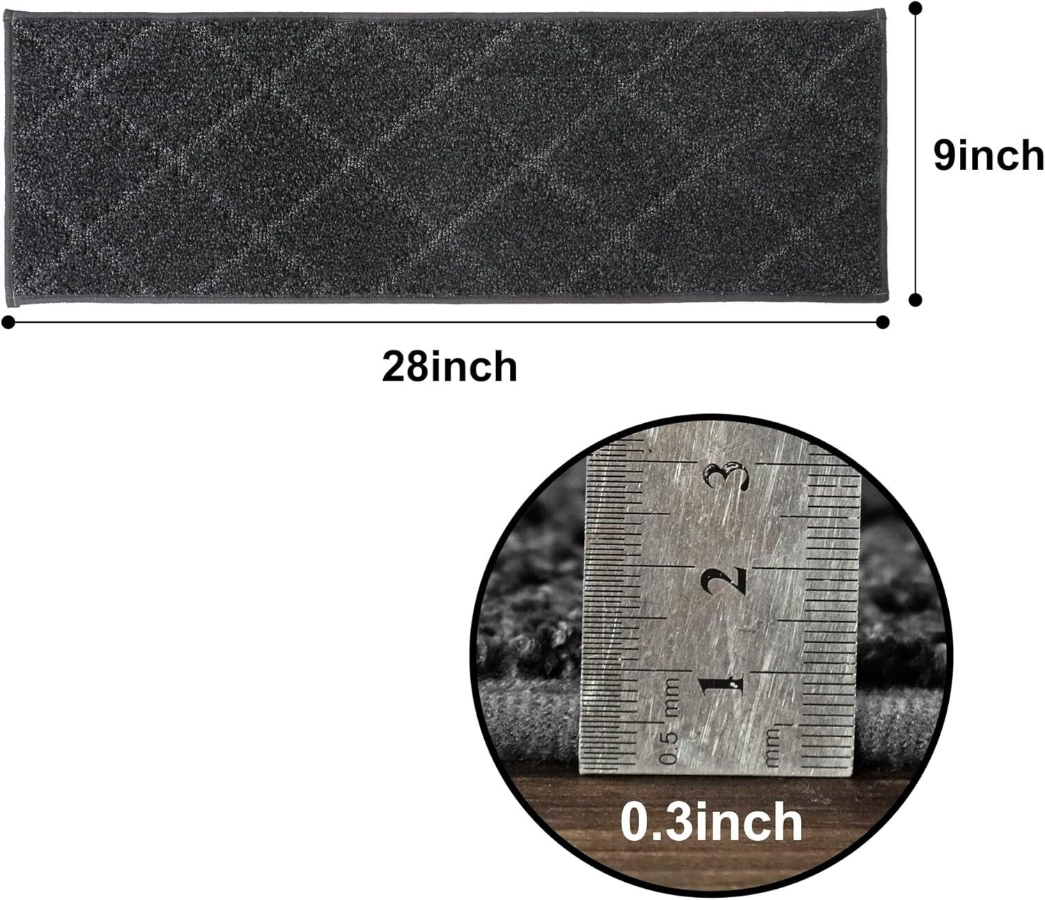Indoor Non-Slip Stair Treads - 28x9in, Water-Resistant Runner Mats for Safety