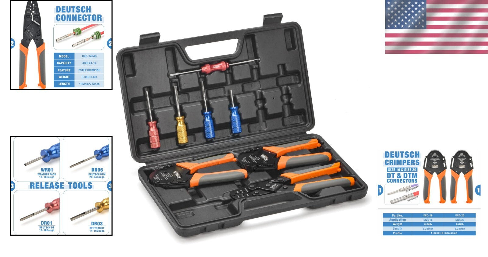 Ergonomic Automotive Wiring Tool Kit: Crimping & Connector Removal Tools Inside