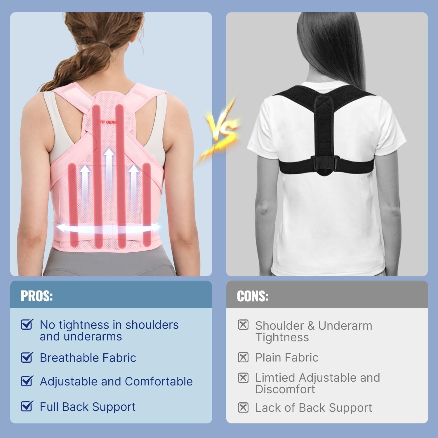 Lightweight Adjustable Upper and Lower Back Support Posture Corrector for Women