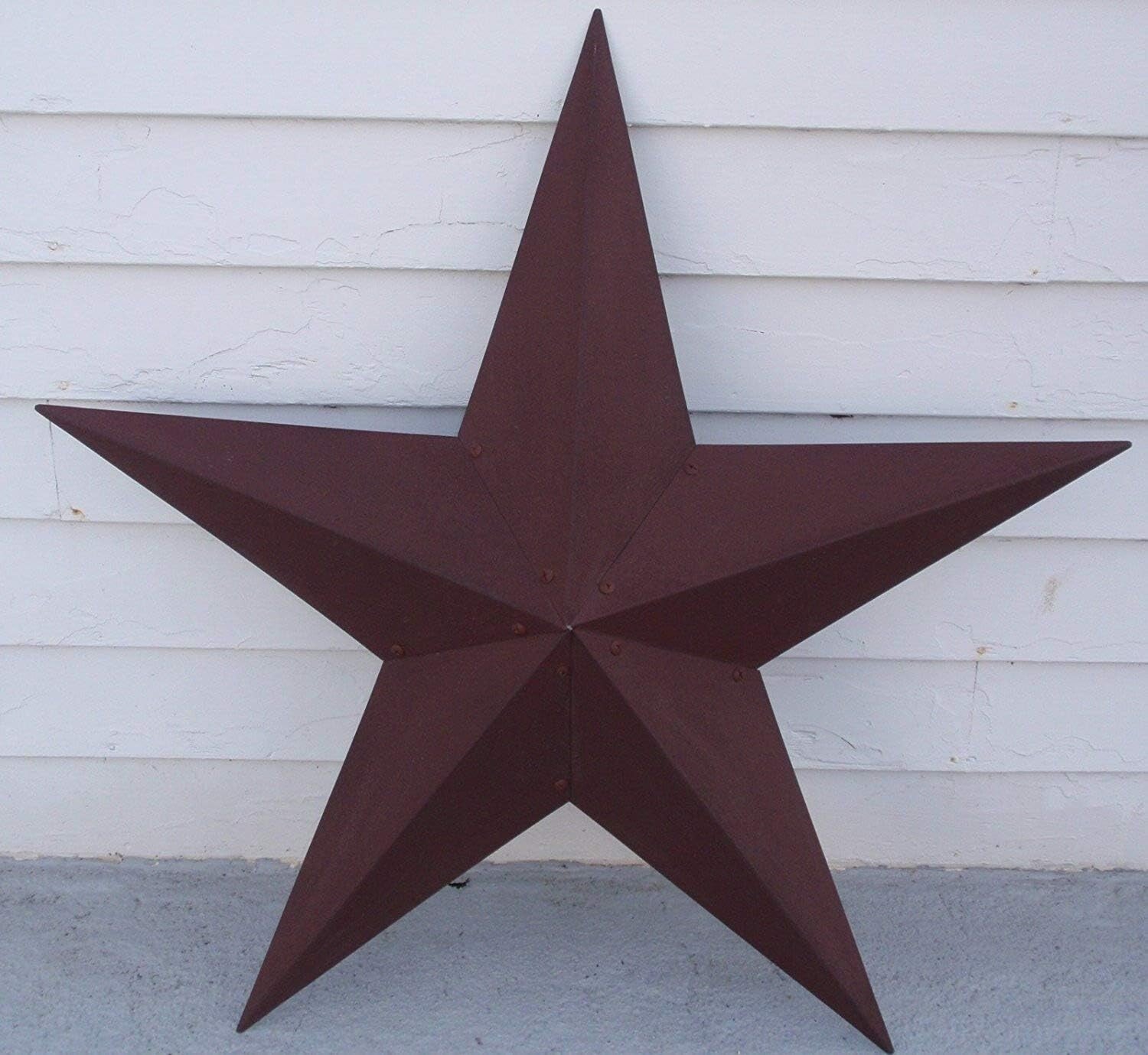 36-Inch Galvanized Metal Barn Star - Rustic Farmhouse Wall Decor in Burgundy