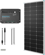 Load image into Gallery viewer, Complete 100W Solar Kit: Panel, Controller &amp; Accessories for Easy Installation