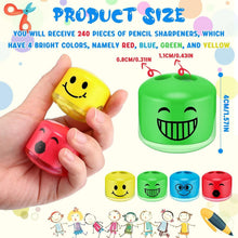 Load image into Gallery viewer, Cute 240 Pcs Cartoon Smile Pencil Sharpeners for Kids - Perfect for School Art