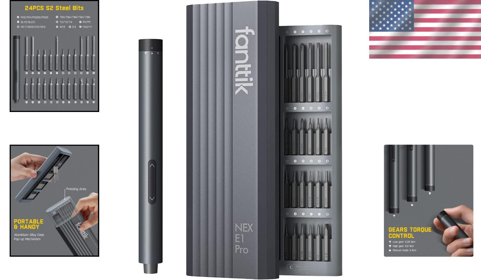 3.7V Mini Electric Screwdriver Set with 24 Magnetic Bits - Precision Repair Tool